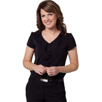 Winning Spirit Ladies'  Ruffle Front Blouse