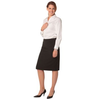 Winning Spirit Ladies' Poly/Viscose Stretch Stripe Mid Length Lined Pencil Skirt