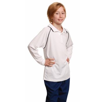 Winning Spirit Kids’ CoolDry® Long Sleeve Contrast Colour Polo
