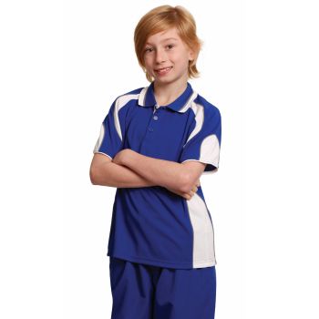 Winning Spirit Kids’ CoolDry® Contrast Short Sleeve Polo with Sleeve Panels