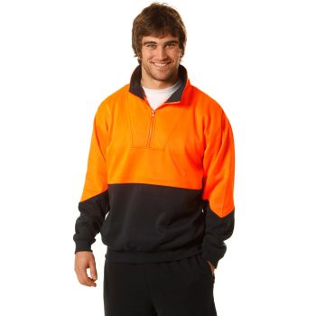Winning Spirit Men’s High Visibility Long Sleeve Fleecy Sweat With Collar