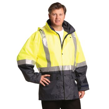 Winning Spirit Hi-Vis Two Tone Rain Proof Safety Jacket With Mesh Lining and 3M Scotchlite Reflective