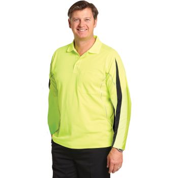 Winnig Spirit Men’s TrueDry® Hi-Vis Long Sleeve Polo with Reflective Piping
