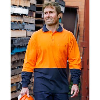Winning Spirit Hi-Vis Cotton Two Tone Long Sleeve Safety Polo