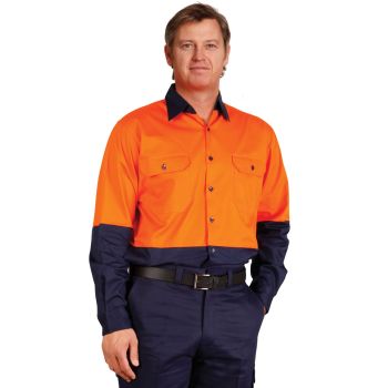 Winning Spirit Men’s High Visibility Cool-Breeze Cotton Twill Safety Shirt