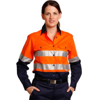 Winning Spirit Ladies’ High Visibility Cool-Breeze Cotton Twill Safety Shirt with 3M Tapes