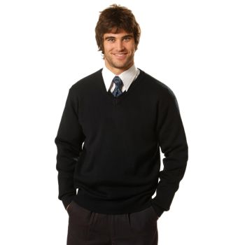 Winning Spirit V-Neck Wool/Acrylic Knit Long Sleeves Jumper